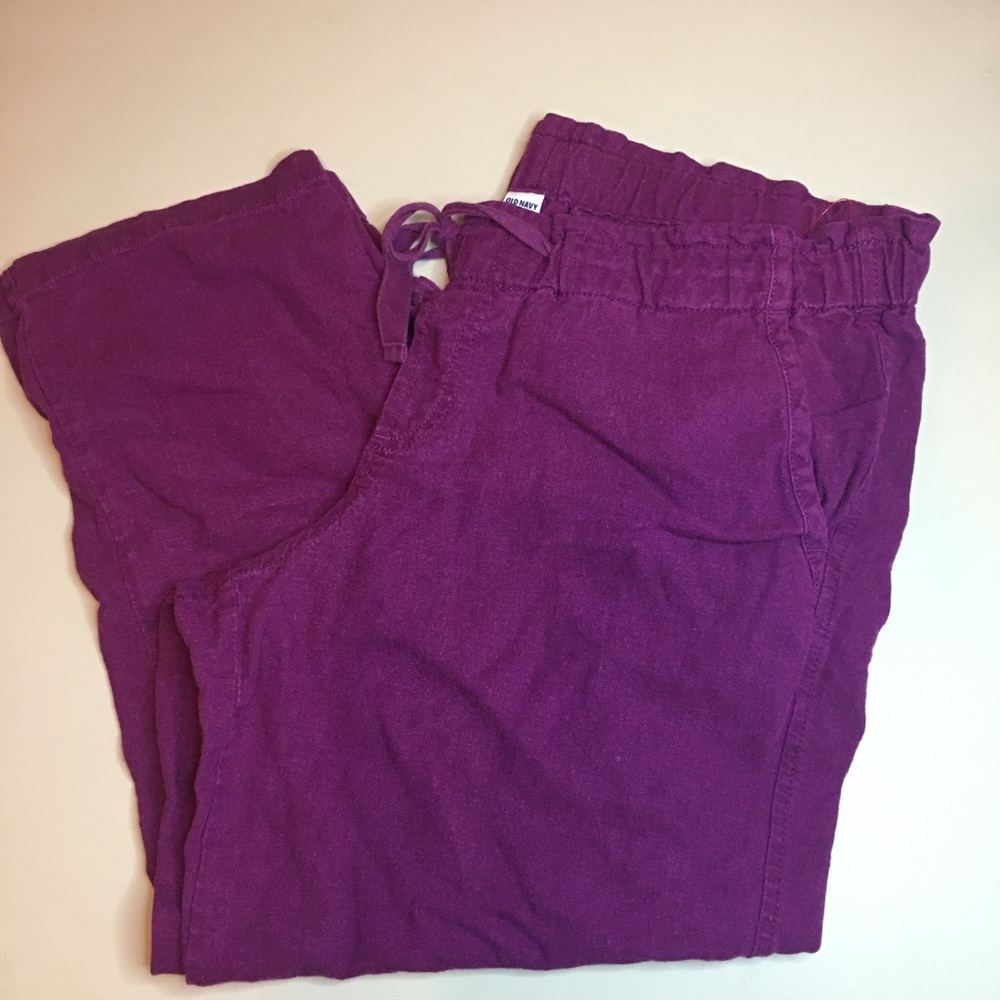 Ladies Old Navy linen blend crop pants size medium